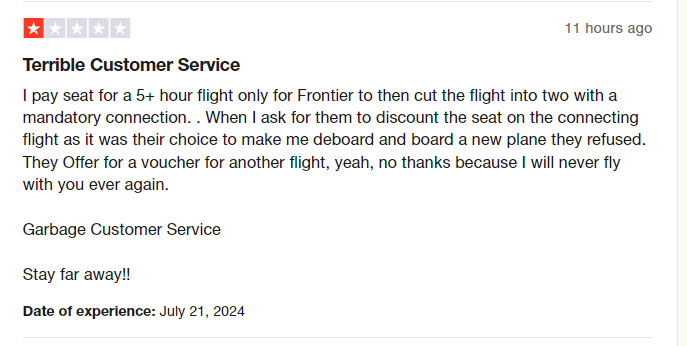 Frontier Airline Review July 21, 2024