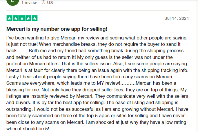 Mercari seller review Jul 14, 2024