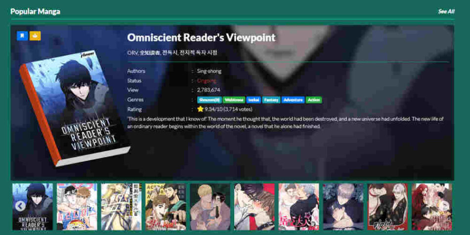 vyvymanga homepage layout 